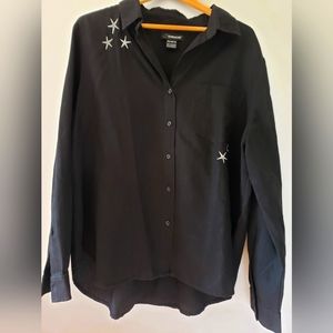 Black Jordache shirt with embroidered silver stars